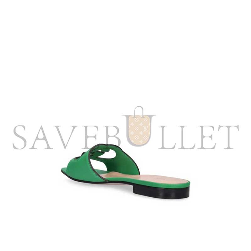 GUCCI LEATHER LOGO CUTOUT SLIDES 